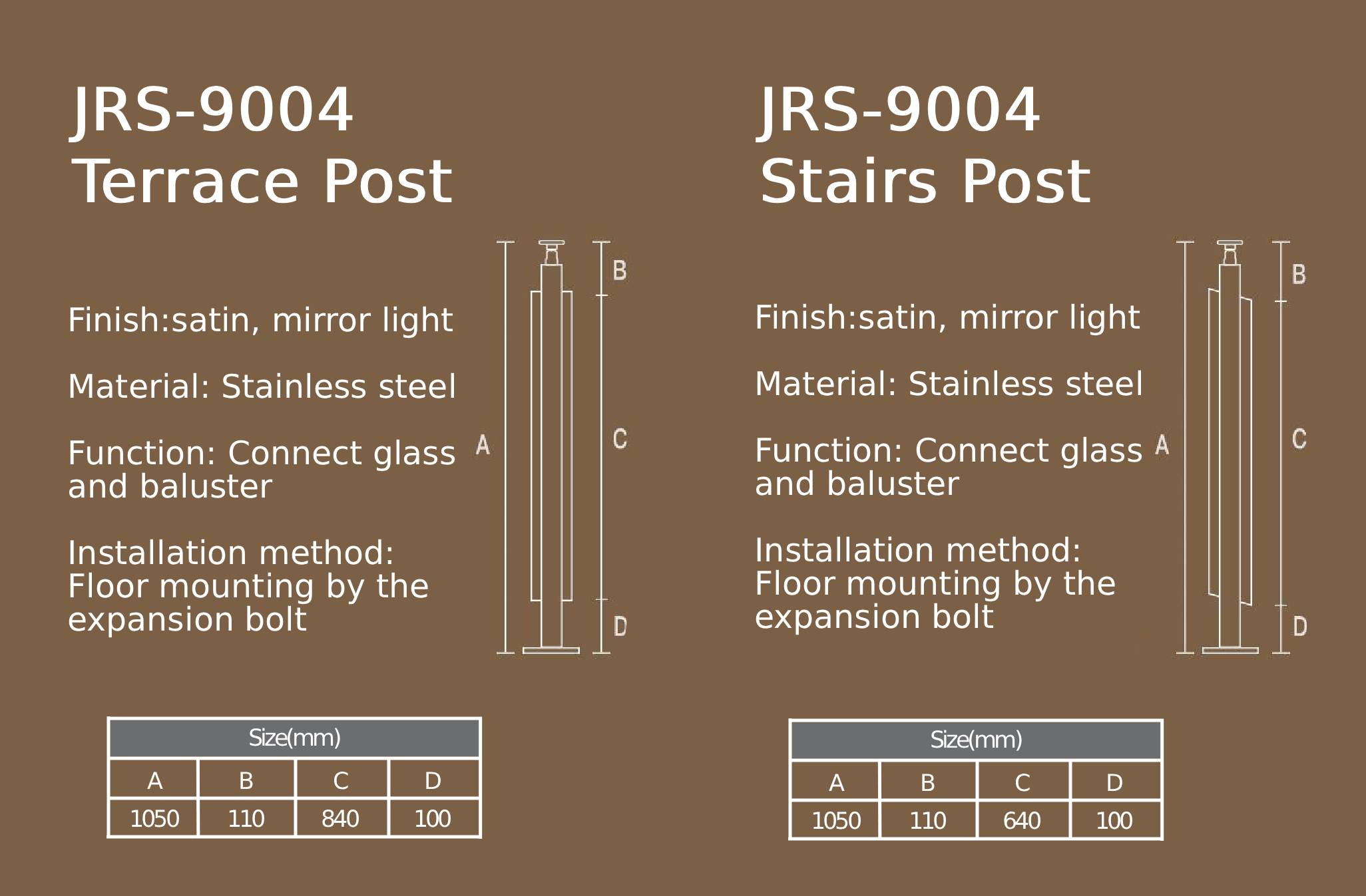 Glass Railing Post JRS-9004